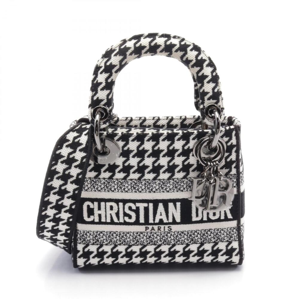 Dior LADYLITE Canvas Handbag Black White